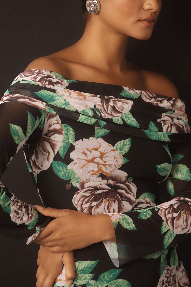 Robe longue en mesh à épaules dénudées et manches longues AFRM #6