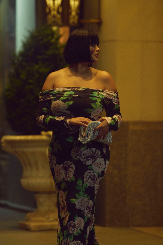 Robe longue en mesh à épaules dénudées et manches longues AFRM #8