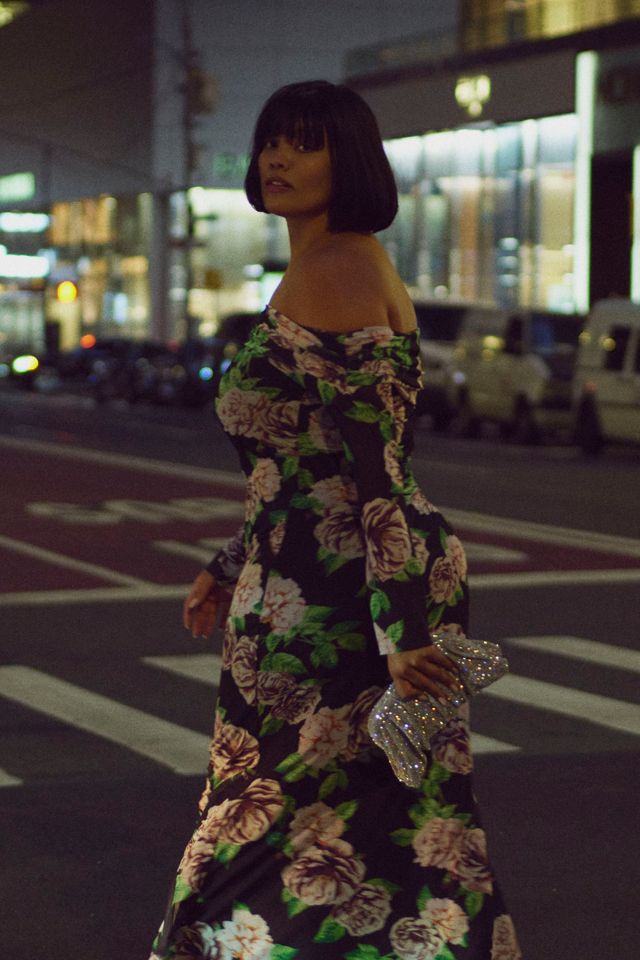 Robe longue en mesh à épaules dénudées et manches longues AFRM #9