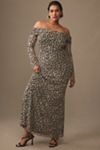 AFRM Long-Sleeve Off-The-Shoulder Mesh Maxi Dress