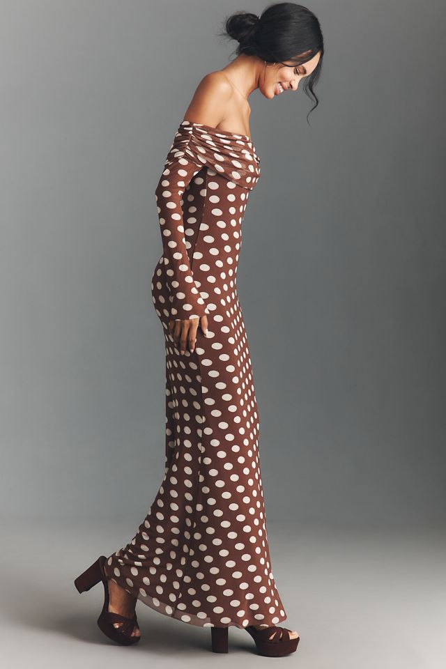 AFRM Long-Sleeve Off-The-Shoulder Mesh Maxi Dress #2