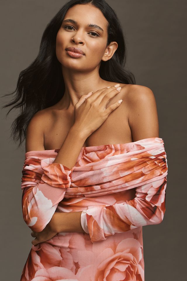 AFRM Long-Sleeve Off-The-Shoulder Mesh Maxi Dress #2