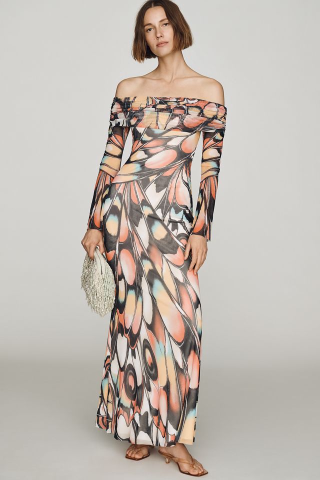 AFRM Long-Sleeve Off-The-Shoulder Mesh Maxi Dress #2