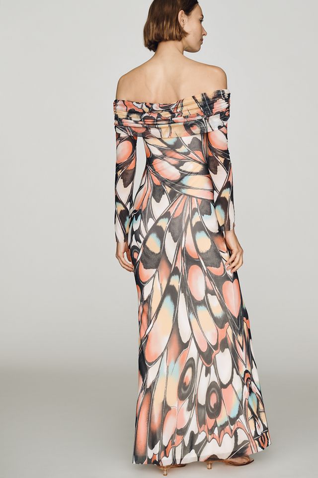 AFRM Long-Sleeve Off-The-Shoulder Mesh Maxi Dress #3