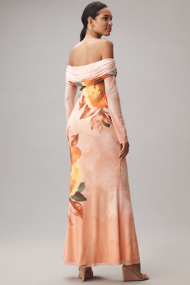 AFRM Langärmliges, schulterfreies Maxikleid aus Netzstoff #1