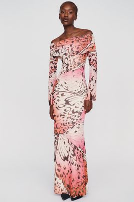 AFRM Off-Shoulder Mesh Maxi Dress