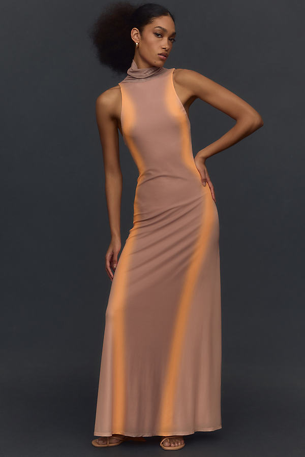 Afrm Sleeveless Mock-neck Maxi Dress In Multicolor