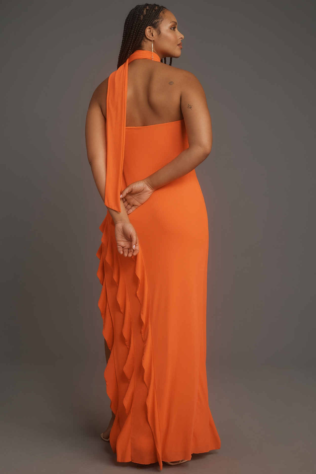 AFRM Halter Ruffle Maxi Dress