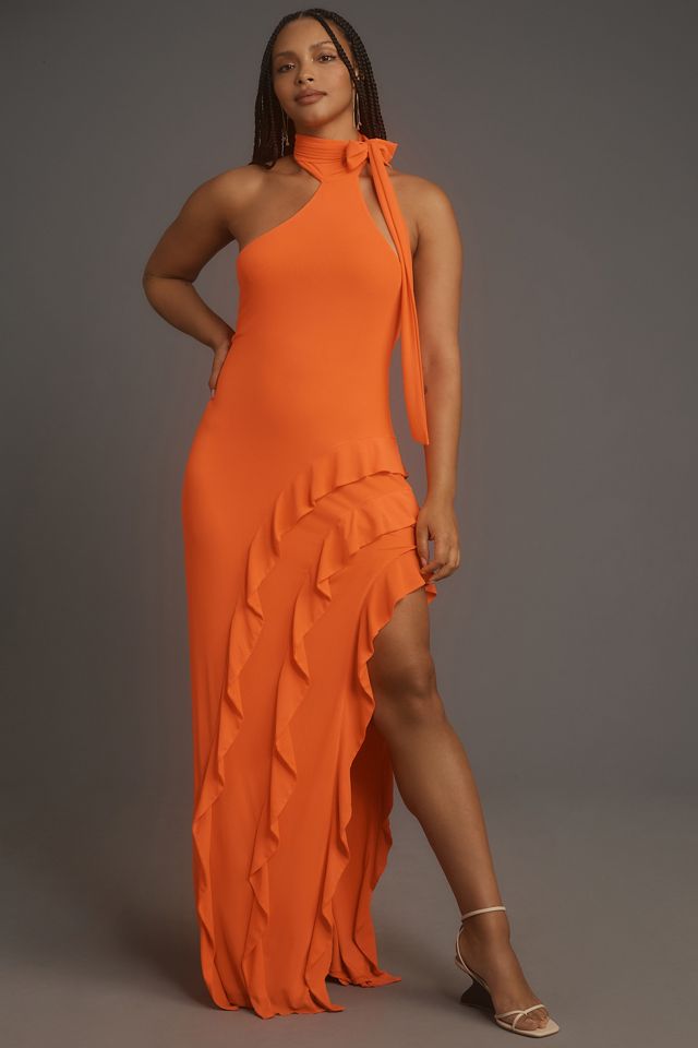 AFRM Halter Ruffle Maxi Dress | Anthropologie