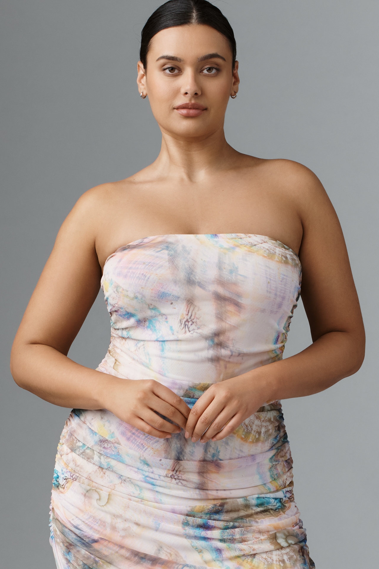 AFRM Strapless Mesh Midi Dress