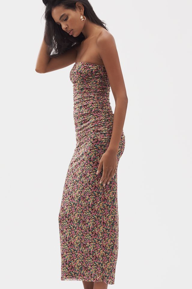 AFRM Strapless Mesh Midi Dress #3