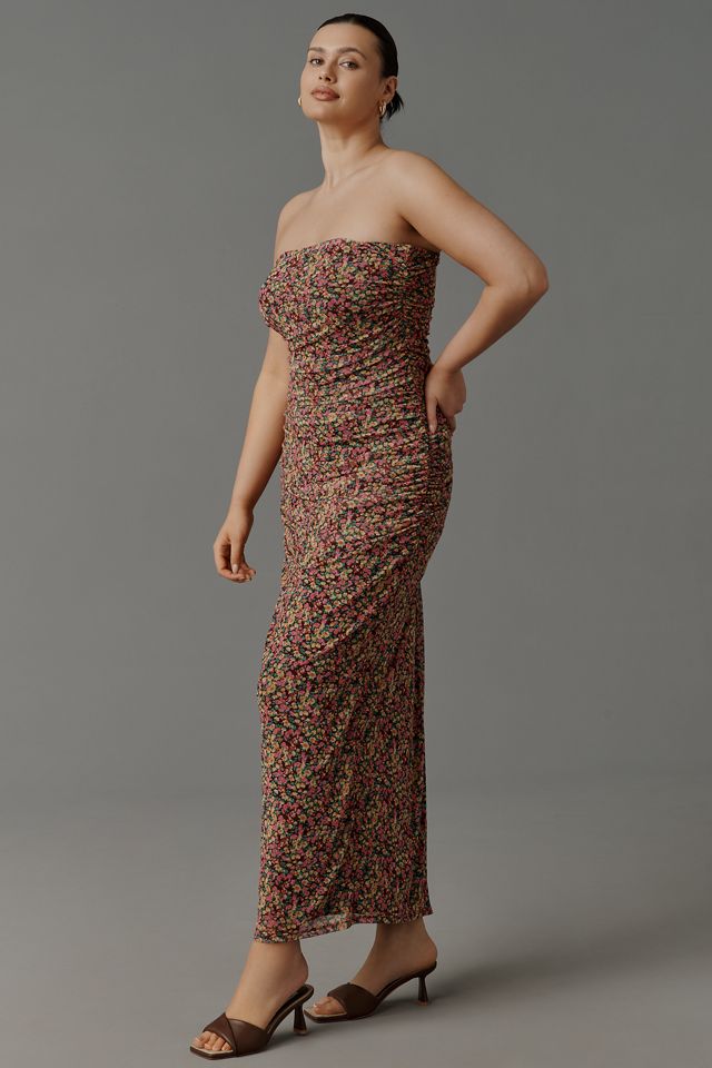 AFRM Strapless Mesh Midi Dress #5