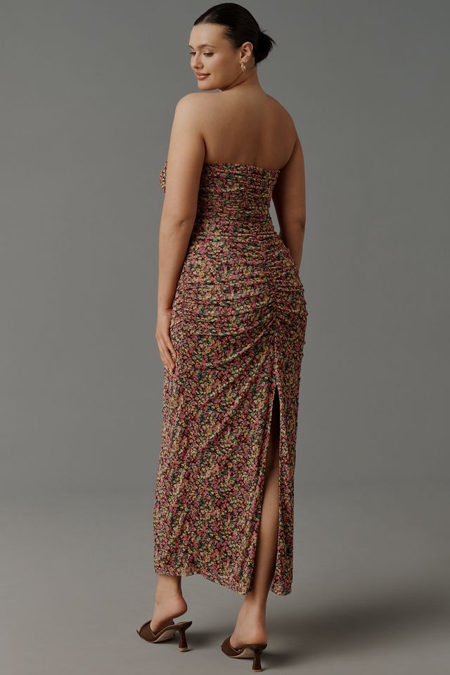 AFRM Strapless Mesh Midi Dress #6