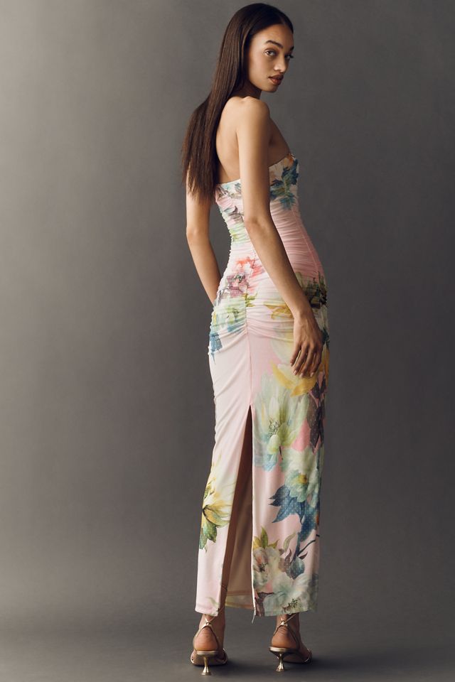 AFRM Strapless Mesh Midi Dress | Anthropologie