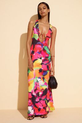 Afrm Sleeveless Cutout Knit Maxi Dress In Pink