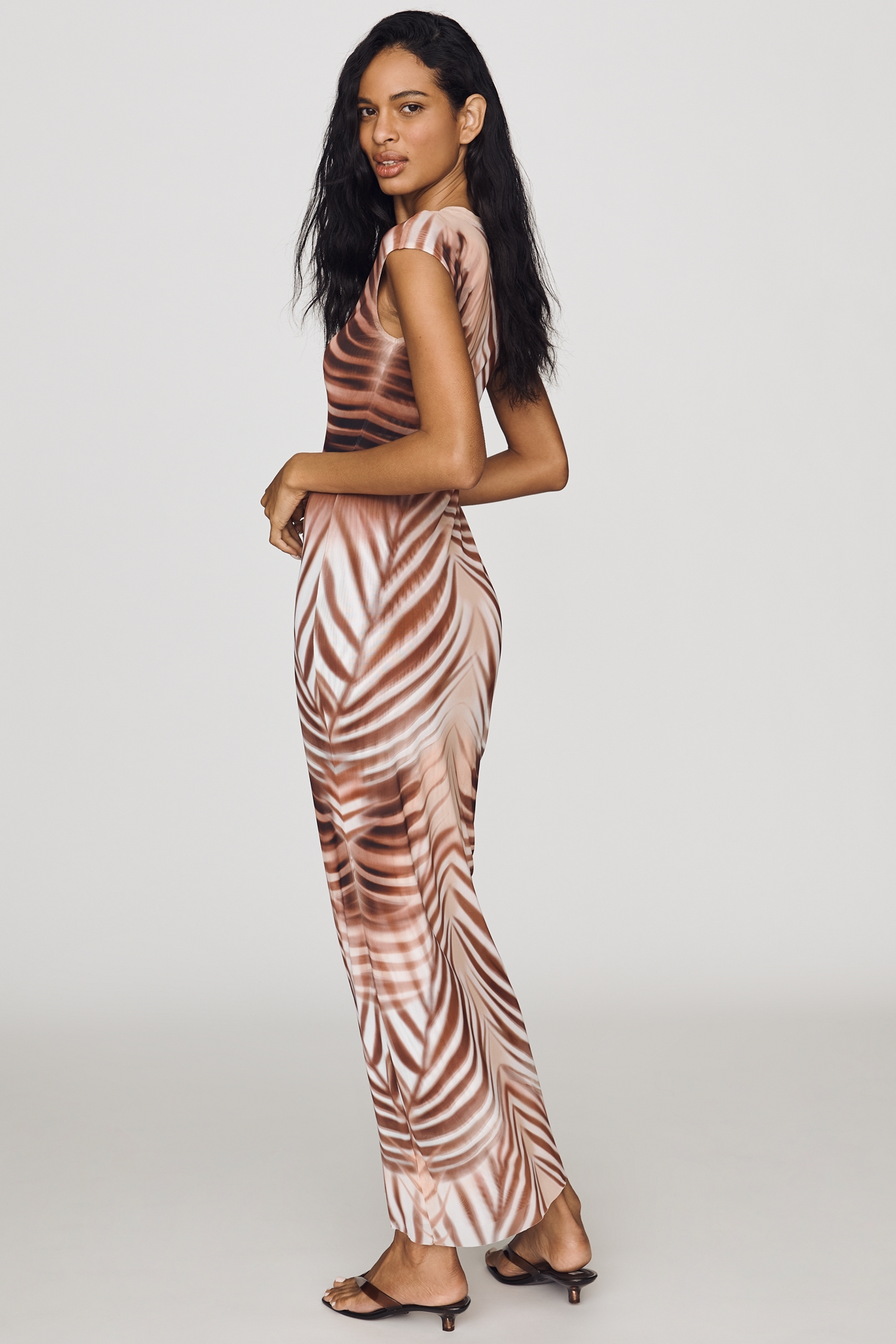 AFRM Short-Sleeve Slim Mesh Maxi Dress