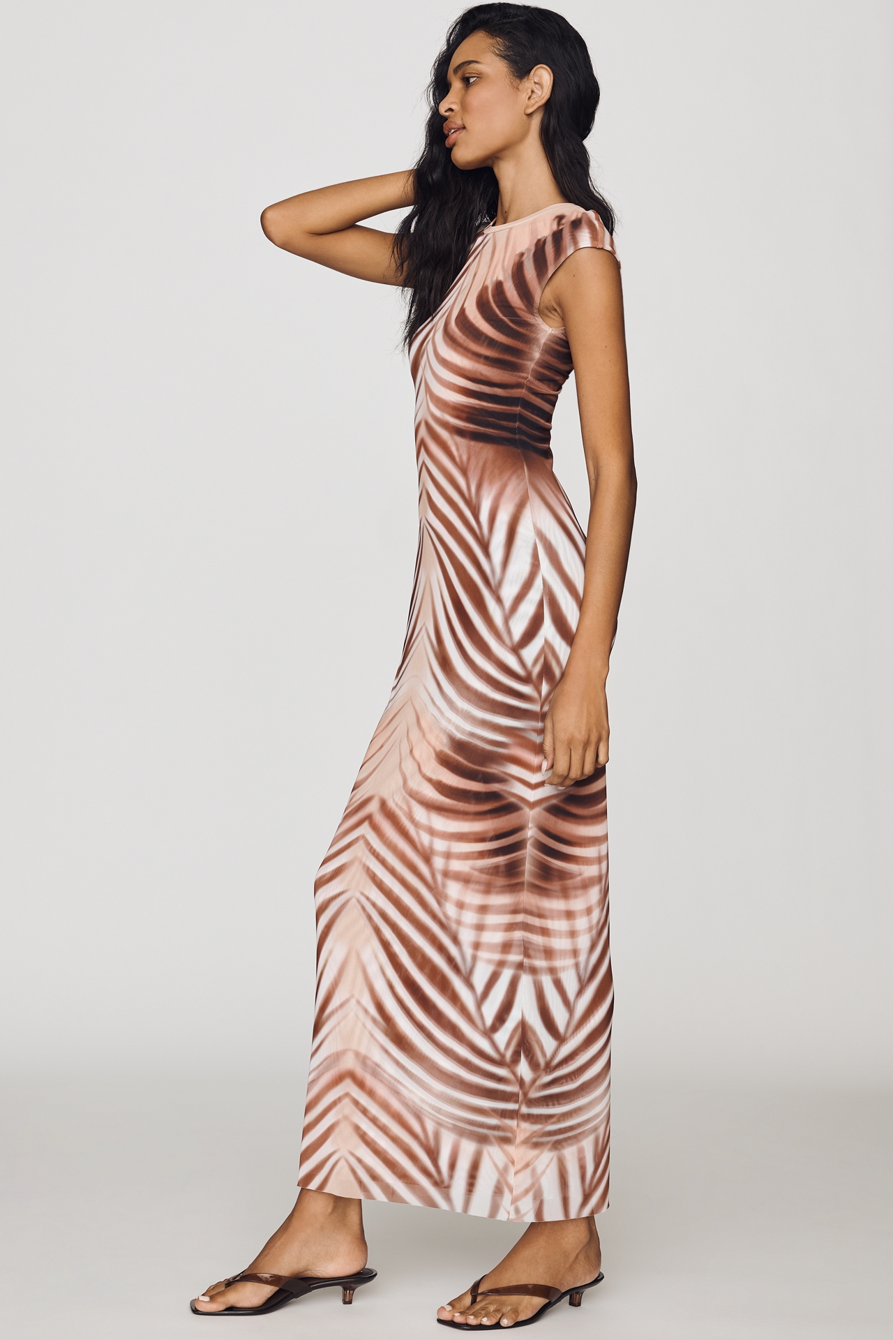 AFRM Short-Sleeve Slim Mesh Maxi Dress