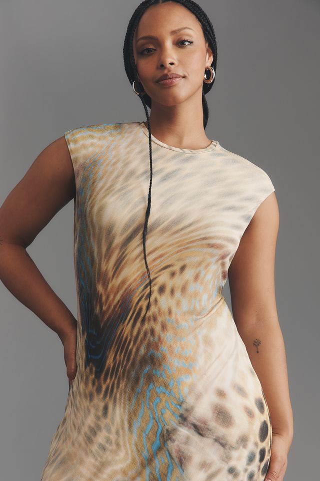 AFRM Short-Sleeve Slim Mesh Maxi Dress #1
