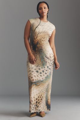 AFRM Short-Sleeve Slim Mesh Maxi Dress