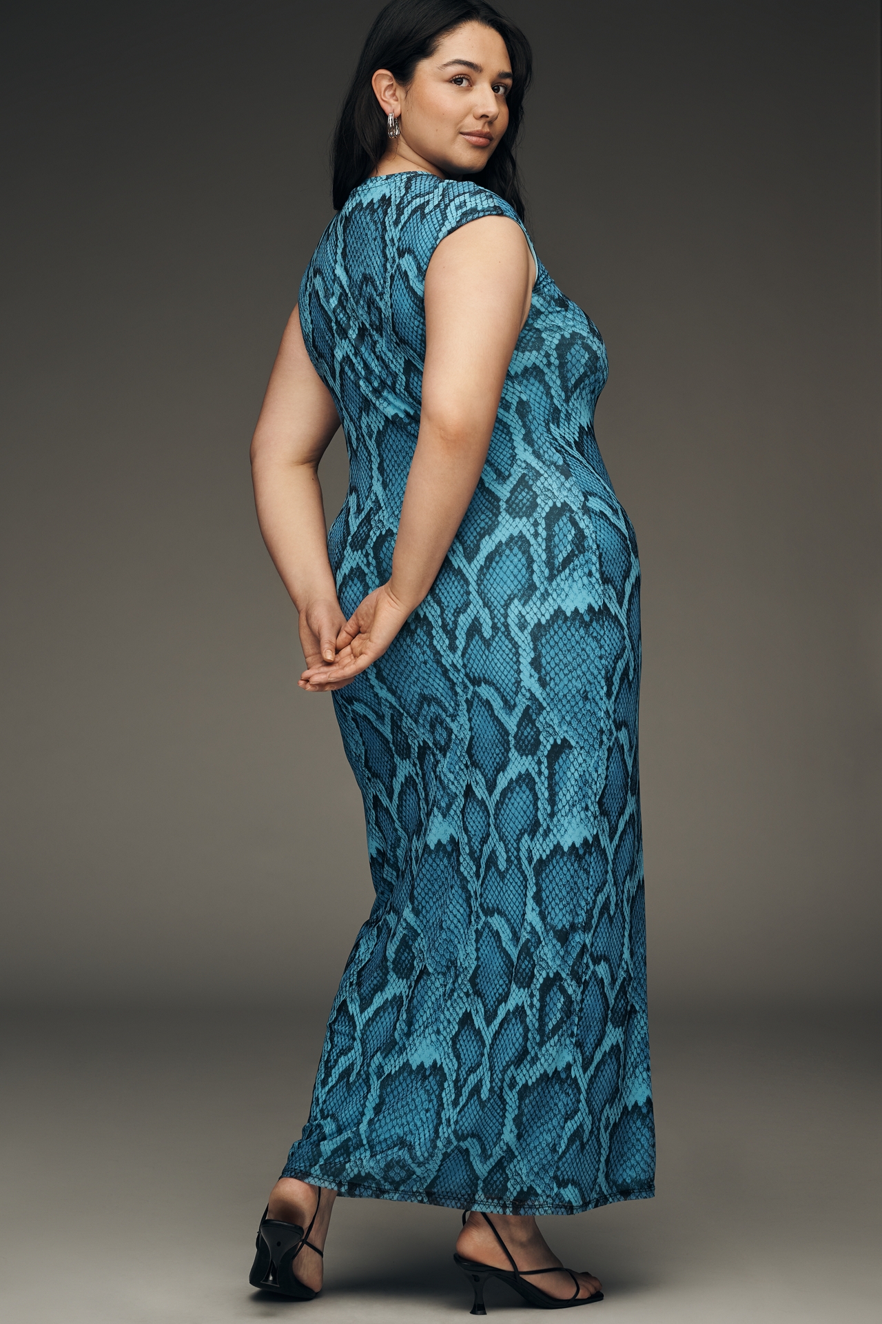 AFRM Short-Sleeve Slim Mesh Maxi Dress