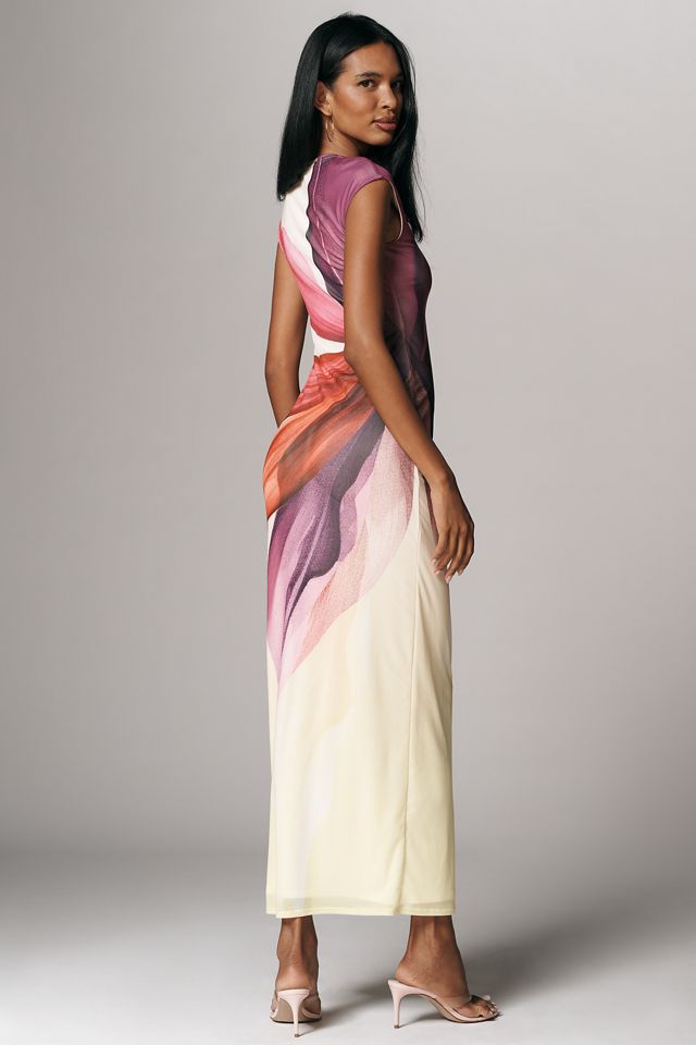 short sleeve maxi dress Magenta Button Front Tiered Short Sleeve Maxi Dress – SSYS main image 1
