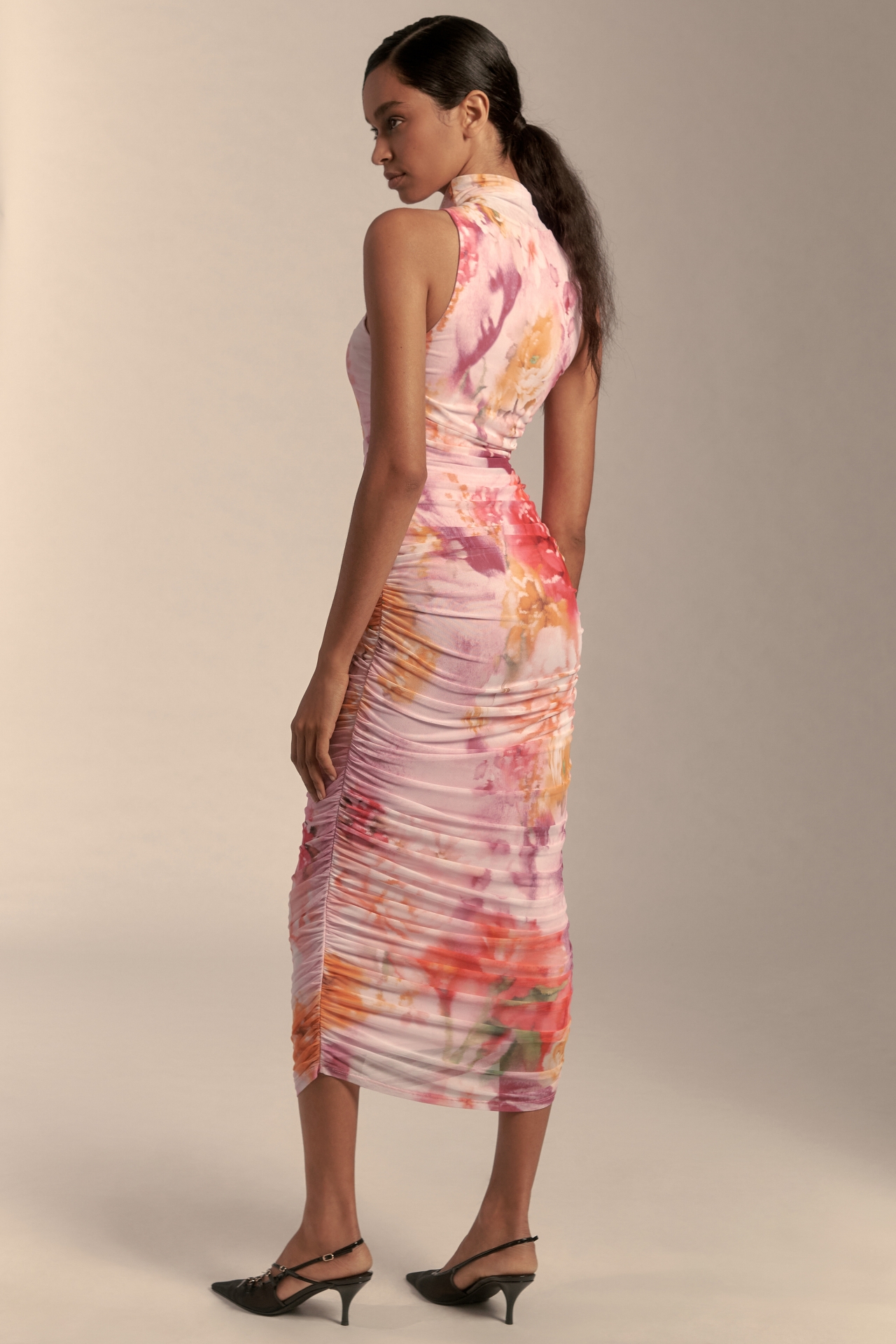 AFRM Fiorella Mock-Neck Rosette Midi Dress