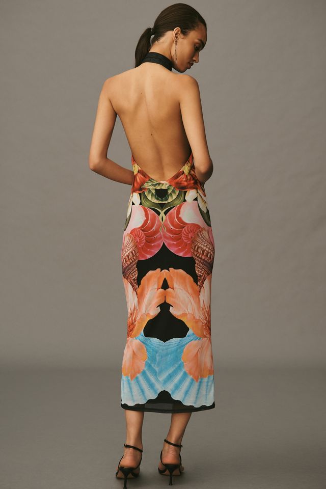 AFRM Olimpia Halter Mesh Midi Dress #1