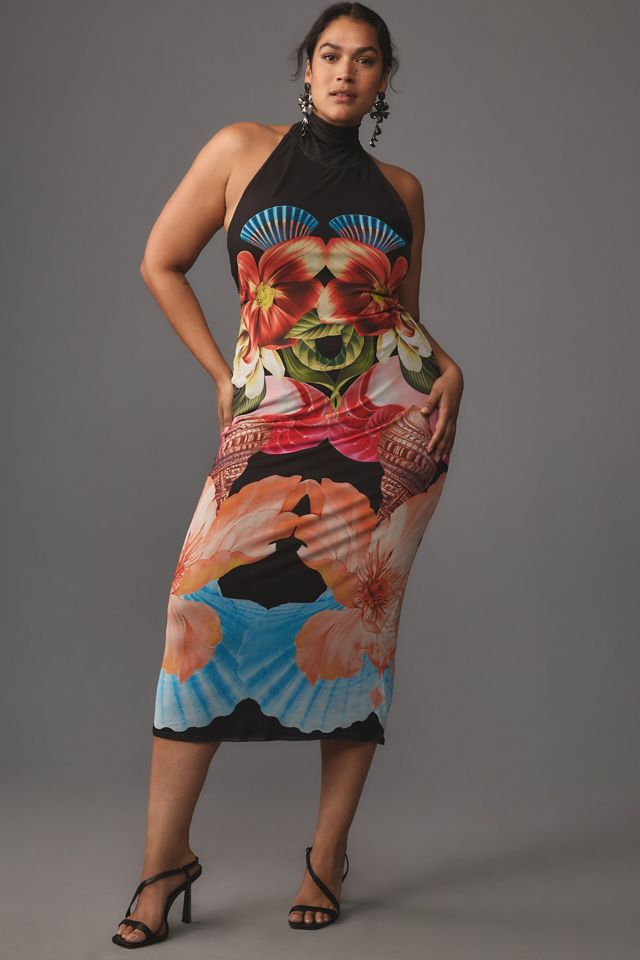 AFRM Olimpia Halter Mesh Midi Dress #3