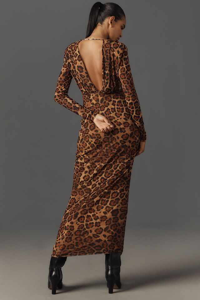 AFRM Kay Long-Sleeve V-Neck Mesh Maxi Dress #2