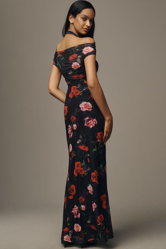 AFRM Yvonne Off-The-Shoulder Mesh Maxi Dress #3