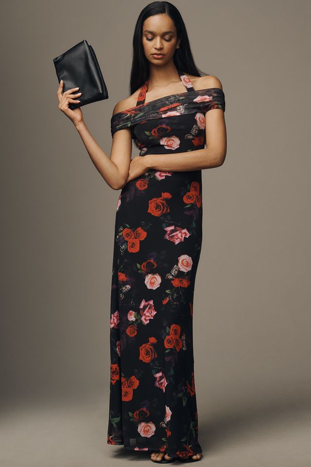 AFRM Yvonne Off-The-Shoulder Mesh Maxi Dress #1