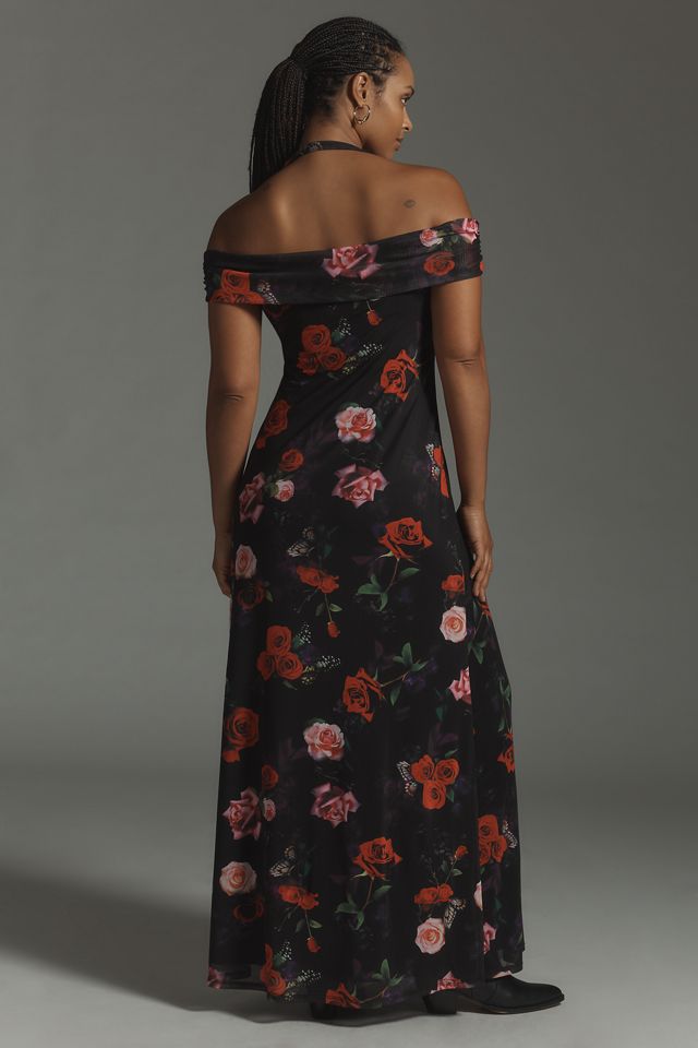 AFRM Yvonne Off-The-Shoulder Mesh Maxi Dress #5