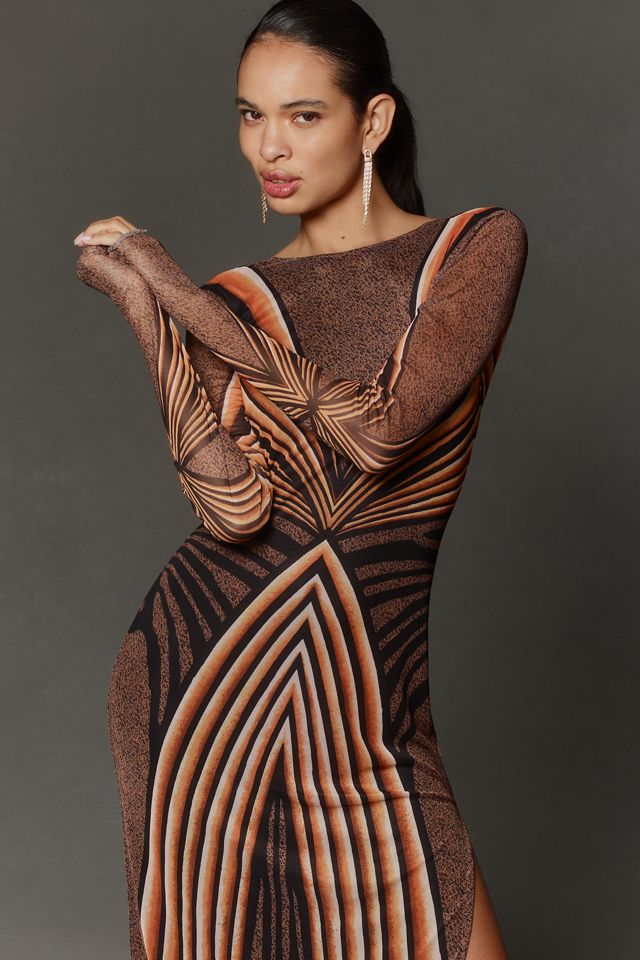 AFRM Nettie Long-Sleeve Mesh Maxi Dress #1