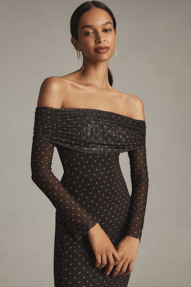 AFRM Praya Off-The-Shoulder Mesh Midi Dress #1