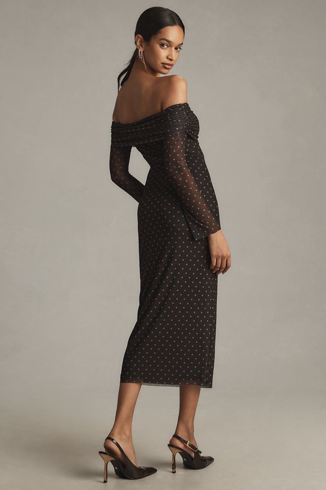 AFRM Praya Off-The-Shoulder Mesh Midi Dress #2