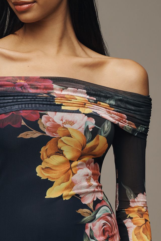 AFRM Praya Off-The-Shoulder Mesh Midi Dress #2