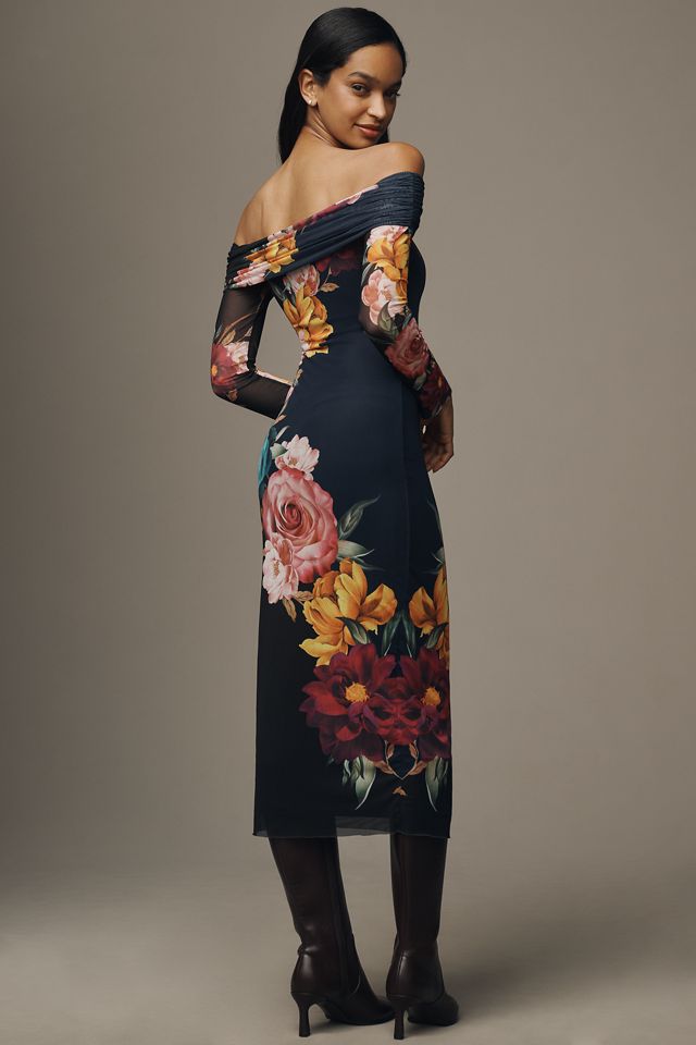 AFRM Praya Off-The-Shoulder Mesh Midi Dress #3