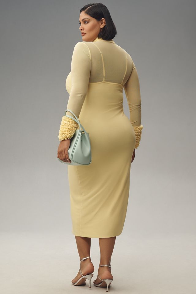 AFRM Ariel Mock-Neck Ruffle-Cuff Mesh Dress #4