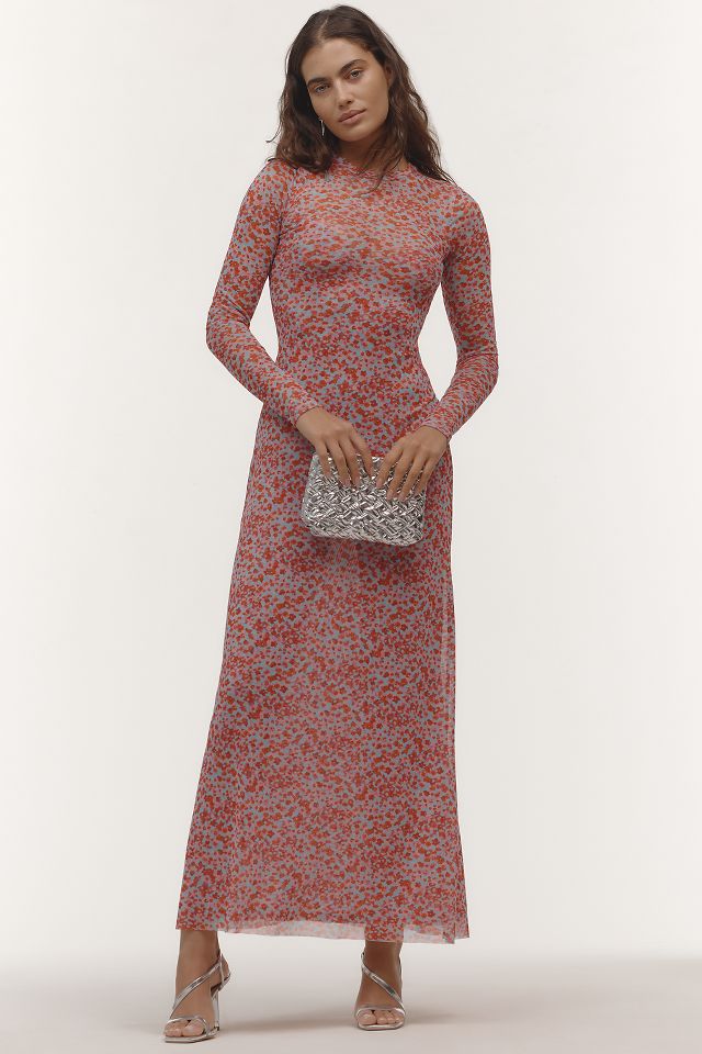 AFRM Paola Long-Sleeve Crew Neck Maxi Dress