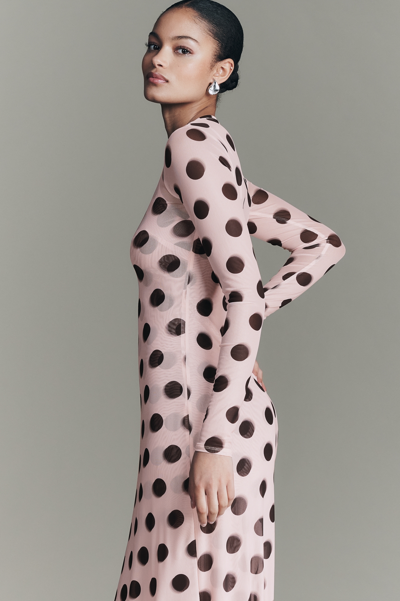 AFRM Paola Long-Sleeve Crew Neck Maxi Dress