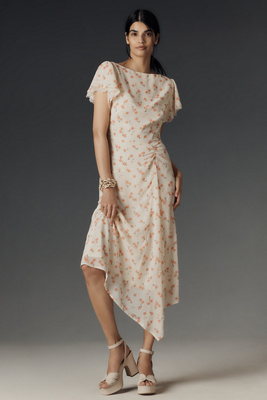 AFRM VITTORIA BOAT-NECK RUCHED MAXI DRESS 