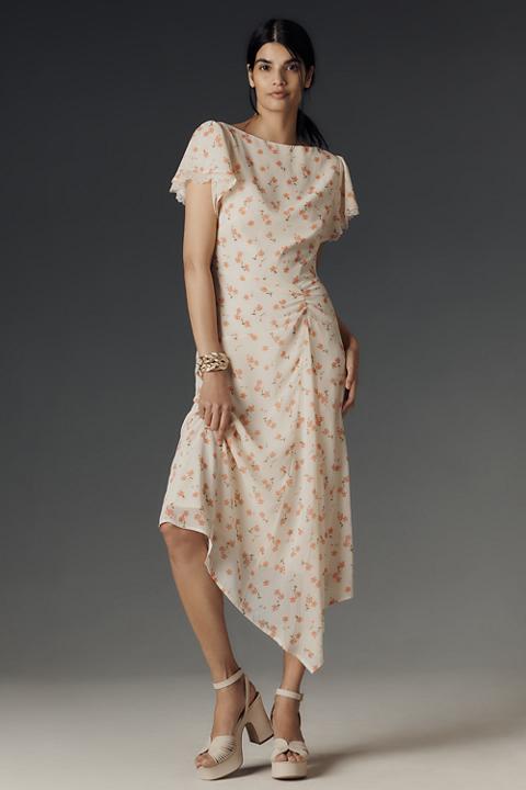 AFRM Vittoria Boat-Neck Ruched Maxi Dress