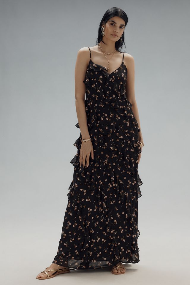 AFRM Ilaria Sweetheart Ruched Mesh Maxi Dress | Anthropologie