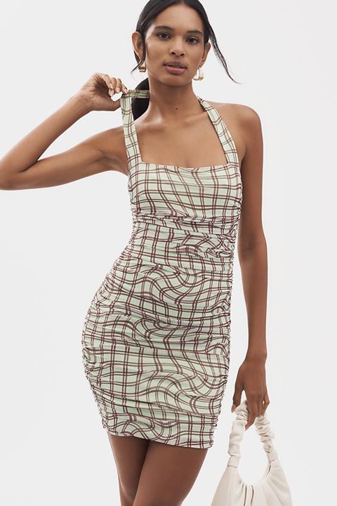 AFRM Bonnie Square-Neck Halter Mini Dress