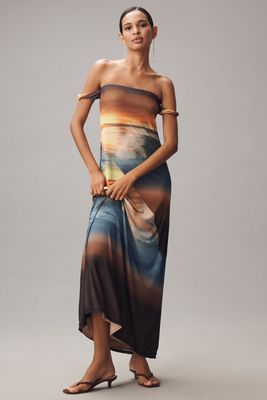AFRM Barot Mesh Off-The-Shoulder Maxi Dress