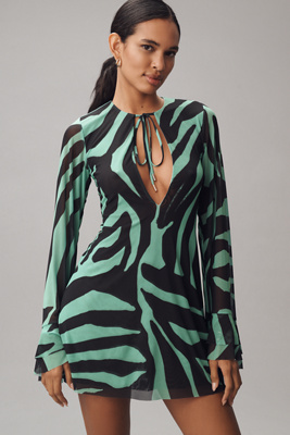AFRM KORI MESH LONG-SLEEVE MINI DRESS 