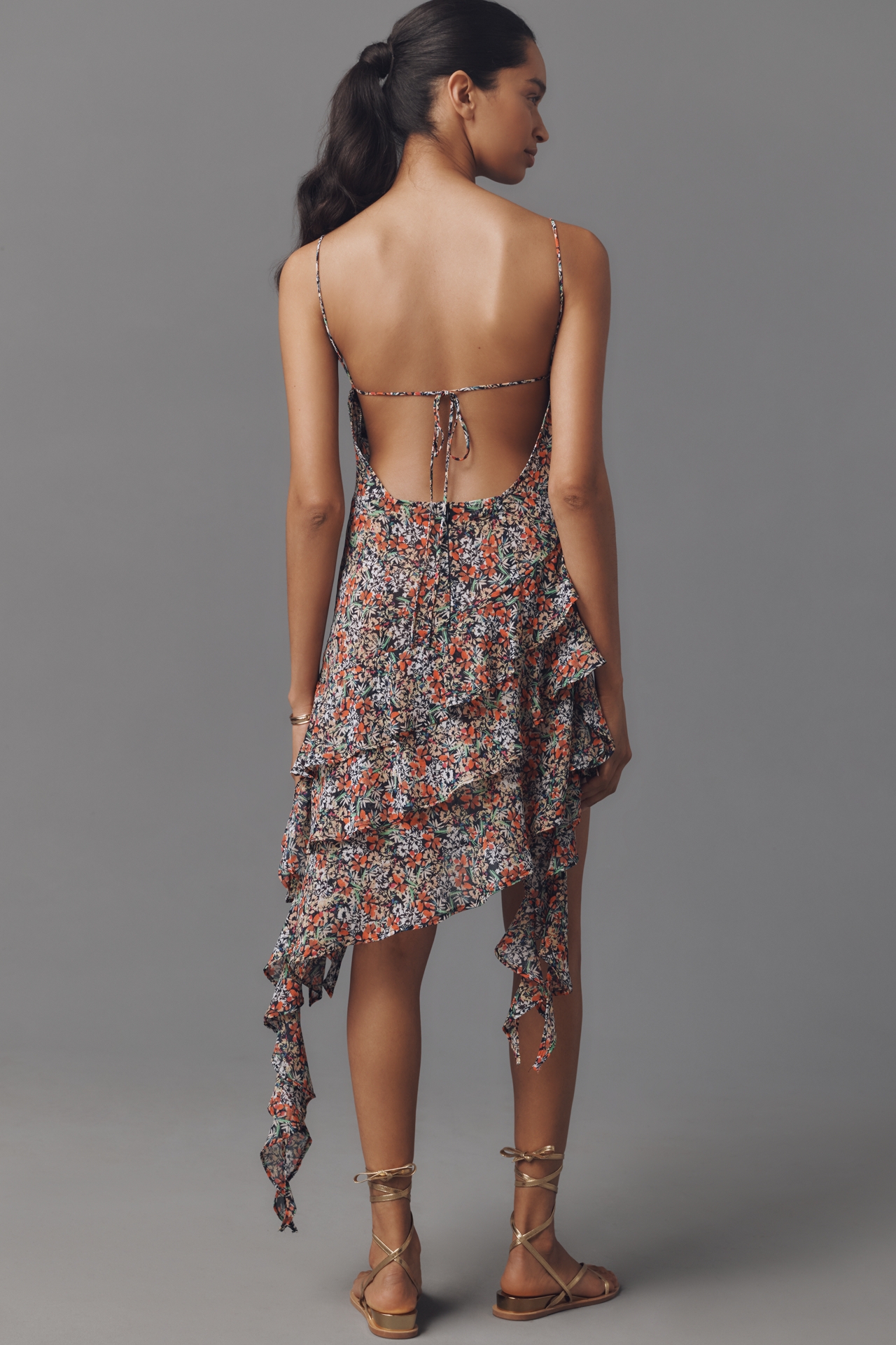 AFRM Asymmetrical Mesh Mini Dress