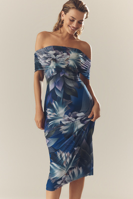 AFRM Zamora Off-The-Shoulder Mesh Midi Dress | Anthropologie