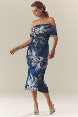 AFRM Zamora Off-The-Shoulder Mesh Midi Dress
