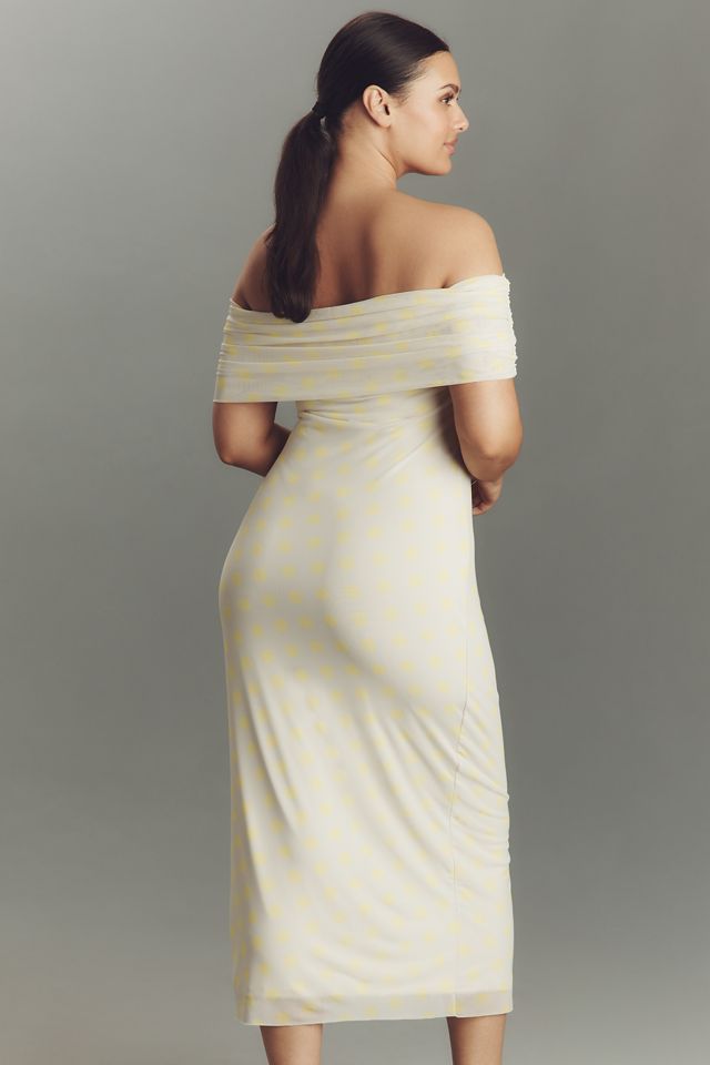 AFRM Zamora Off-The-Shoulder Mesh Midi Dress #6